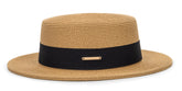 Women-Men-Summer Straw-Boater-Fedora Wide-Brim Panama-Hat Foldable-Beach-Hat - Packable Sun Protection Straw Braid Cap Khaki